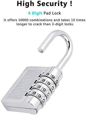 HENJI lukzer 1PC Resettable Combination Stylish 4 Dial Padlock for Lockers Combination Lock(Multicolor)