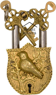 PRIME HOMES Brass Small sparrow Pad Lock With 2 Keys sparrow Shape Lock Padlock(Golden)