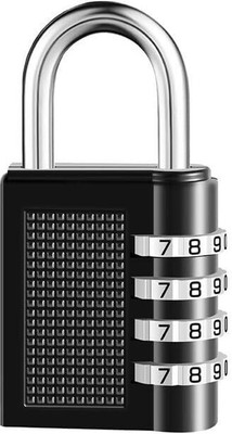 Zumie Combination Lock 4 Digit Locker Lock Outdoor Waterproof Padlock, Travelling Lock Combination Lock(Black)