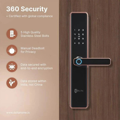 DELTA HOME Aluminium Glossy Smart Lock(Black)