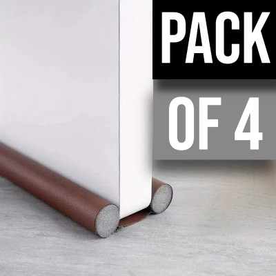Digicom DGC-BLK39-HOME Home Use General-Purpose Model ( Pack Of 4 ) Adjustable Twin Door Draft Guard|| 39 Inch Brown Door Seal Strip|| Door Mounted Door Stopper(Brown)