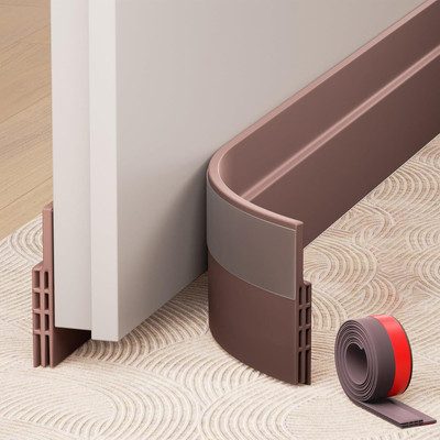 LILA ENTERPRISE Waterproof silicone door seal tape SealGuard 3X Silicone Door Bottom Strip Door Mounted Door Stopper(Brown)