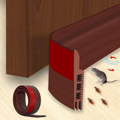 VESTURA Self-adhesive silicone door bottom tape Self-Adhesive Window/Door Tape for Seal, Cockroach Insect Bugs Stopper Floor Mounted Door Stopper(Brown)