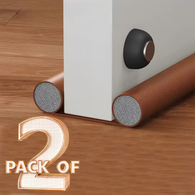 ZUDORA Door Bottom Sealing Guard Strip Sound-Proof Reduce Noise Energy Saving Weather Stripping(39 INCH)(PACK OF 2) Door Mounted Door Stopper(Brown)