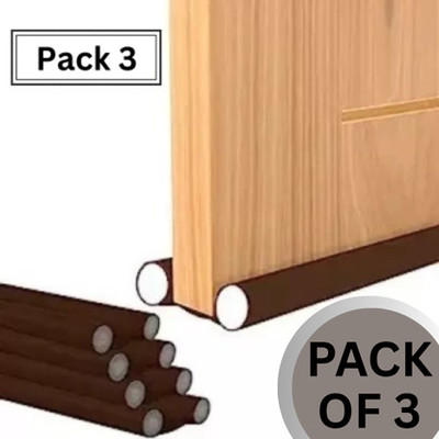 PYORIT Double Sided Under Door Protector/Seal Cover Twin Draft Blocker Guard with Dust (Pack of 3 ,39 inch) Cooling Air, Control Double Sided Under Door Protector Floor Mounted Door Stopper(Brown)