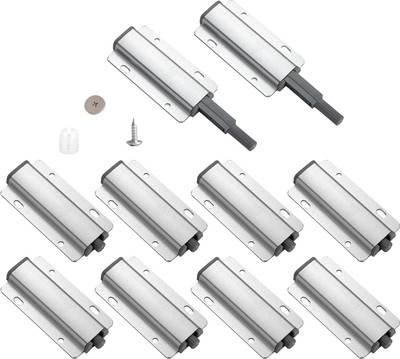 VicTac Push to Open Door magenet for Wardrobe Pack of 10 Door Catcher Magnet Push Catch Wall Mounted Door Stopper(Silver)