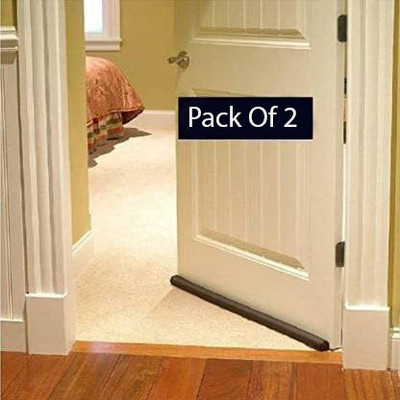andmore Door Seal Twin Draught Draft Guard Door Closer Bottom Sealing Strip(39 Inch) Draft Guard for Door Bottom to Prevent Noise, Dust & Insects Floor Mounted Door Stopper(Brown)