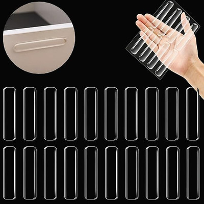ZIVINI 20 Pcs Door Handle Bumper Soft Wall Protector Stopper Silencer Self Adhesive Silicon Protector Door Knob Wall Shield Guard Sliding Stop Stick On Furniture Door Mounted Door Stopper(Transparent)