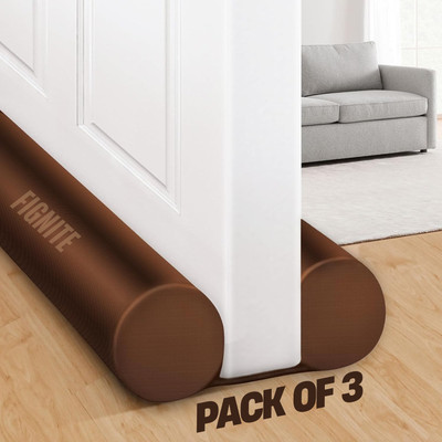 Bonfire Door Draft Guard, Brown Fabric Cover, Washable, Durable & Easy to Install Pack-3 Under Door Noise Blocker & Energy-Saving Seal, Prevents Dust, Cold Air & Insects Door Mounted Door Stopper(Brown)