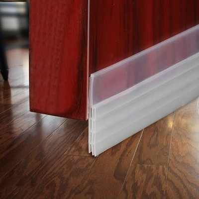 FIDEO 3 Meter Door Bottom Sealing Strip Self Adhesive Door Gap Filler Rubber Self Adhesive Door Gap Filler Rubber | Bottom Sealing Strip Guard Door Mounted Door Stopper(Transparent)