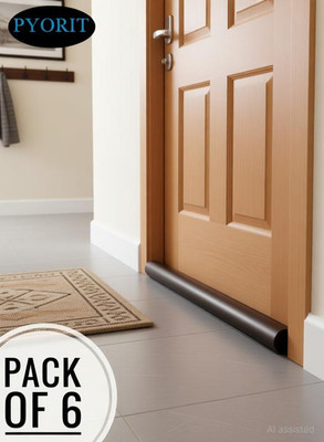 PYORIT Double Sided Under Door Protector/Seal Cover Twin Draft Blocker Guard with Dust (Pack of 6 ,39 inch) Cooling Air, Control Double Sided Under Door Protector Door Mounted Door Stopper(Brown)