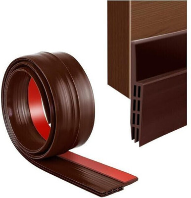 URJAZONE Silicon Door Shield Tape Bottom Sealing Strip Weather Stripping Strip (1 METER) Door Sealing Strips for Seal Sound Proof, Insect, Window Tape for Home Floor Mounted Door Stopper(Brown)