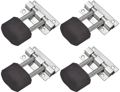 AAS COPULA 2 Leg Round Stoper for Home, Office, Bathroom Kick Down Stopper for All Door Home | Kitchen with Bottom Rubber Tip 2 Pcs Door Mounted Door Stopper(Silver, Black)