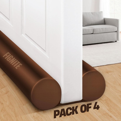 Bonfire Door Draft Guard, Brown Fabric Cover, Washable, Durable & Easy to Install Pack-4 Under Door Noise Blocker & Energy-Saving Seal, Prevents Dust, Cold Air & Insects Door Mounted Door Stopper(Brown)