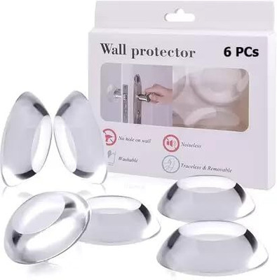 HavenFlix 6 PCS Wall Protector Door Knob Rubber Door Stopper Self Adhesive Door Bumpers 6 PCS Wall Protector Door Knob Rubber Door Stopper Clear Round Door Knob Bumper Wall Mounted Door Stopper(Transparent)