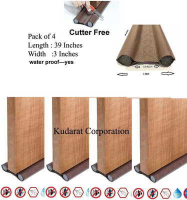kudarat (pack-4)Door Safety Guard For Protection from Dust, Heat Cold and Harmful Viruses and Bacteria. Durable Floor Mounted Door Sealing Strip Guard Door Mounted Door Stopper(Brown)