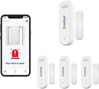 Sekyo Pack of 3 Door WiFi Smart Sensor Alarm for Home | Real-time Phone Alert + Siren| Window Door Window Alarm(New Magnetic Wireless Door Open Alarm Security System)