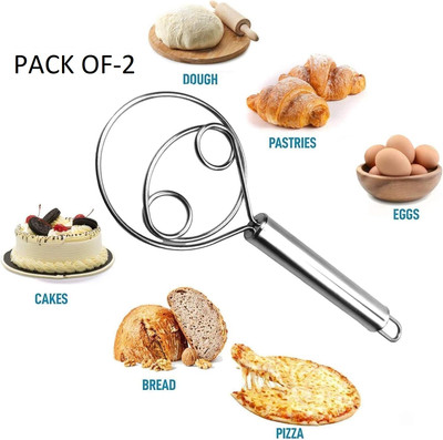 MAHADEV Stainless Steel Dough Mixer Hole Durable Time-Saving Mixing Stick Baking Tools Steel Detachable Dough Maker(Silver)