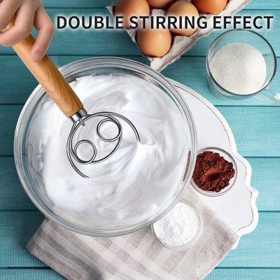 AADGEX Wooden Handle for Sourdough Bread Making Stainless Steel Continuous Dough Maker(Steel)