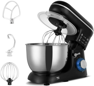 Kent Stand Mixer 1300W ideal To Whisk Mix&Knead 5L Bowl 6 SpeedSetting&PulseFunction Stainless Steel Continuous Dough Maker(Black, Silver)