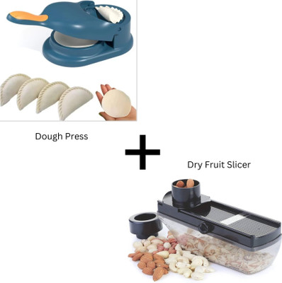 JJS Cold Combo Of 2 in 1 maker Puri and gujiya maker & Dry Fruit Slicer Multicolor Manual Dough Press(Combo of Dough Press And Dry Fruit Slicer)