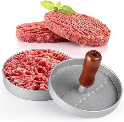 JIRNDAL STORE Cold Burger Press Patty Maker 4.7 inches Non-Stick Aluminum Burger Press Patty Manual Dough Press(Burger Press 143)