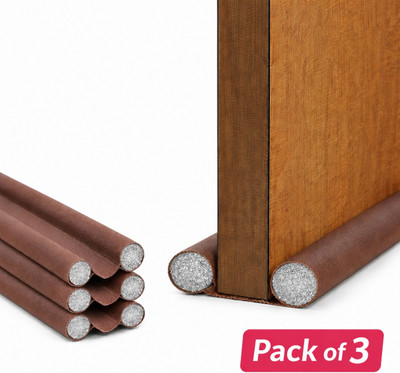 dealoma Door Draft Stopper Pack of 3 | Under Door Gap Sealer 3 pcs door guards Door Mounted Door Stopper(Brown)