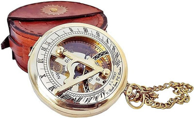 Sanahill Antique Brass & Copper Sundial Compass – A Unique Elegance with Sundial Clock Drafting Compass Set(Number of 1)