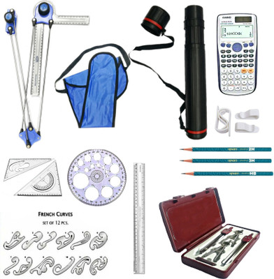Book birds Engineering Kit (Set Squares, Protractor, Drawing Clips) (Pack of 1) Drafting Compass Set(Number of 12)