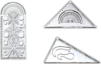 Book birds Engineering template stencil , set squares for Engineering Drafting Kit(Pack of 3)