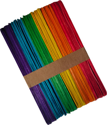 RainbowJunction RAINBOW JUNCTION® Coloured Wooden IceCreme Popsickle For DIY,Art, Crafts Drafting Kit(Pack of 50)