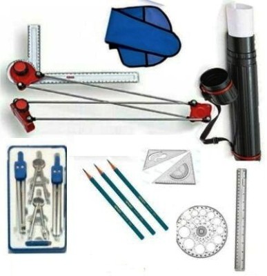 Antiquity Mini Drafter Contains Sheet Container Tube, Scales, Procircle, Set Square and Board Clips with Roller Scale for Engineering Drawing Students, Architect, Artist Drafting Compass Set (Number of 8) Drafting Kit(Pack of 8)