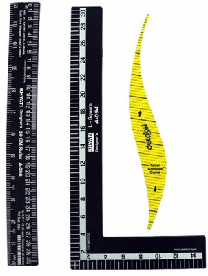 prabhas designs Arm Hole Scale, L, 30 cm Straight scale 3 pcs Combo Drafting Kit(Pack of 3)