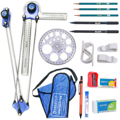 DHAVLO Mini Drafter, Pencils, Pens and Accessories for Engineering Drawing Drafting Kit(Pack of 8)