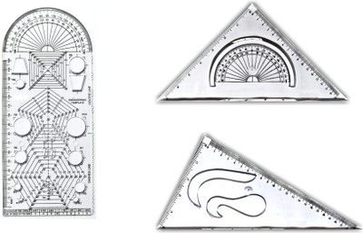 Book birds Engineering template stencil , set squares for Engineering Drafting Kit(Pack of 3)