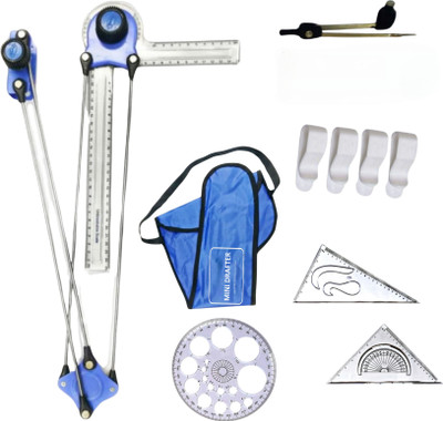 DHAVLO Mini Drafter, Pro Circle, Set Squares, Board Clips, Compass, Blue Engineering Drafting Kit(Pack of 1)