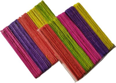 RainbowJunction RAINBOW JUNCTION® Coloured Wooden Ice Creme Pop stick For DIY Crafts (90pcs) Drafting Kit(Pack of 90)