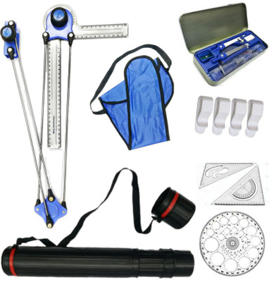 DHAVLO Mini Drafter with Geometry Box, Drawing Board Clips, Set Squares, Pro Circle Drafting Kit(Pack of 1)