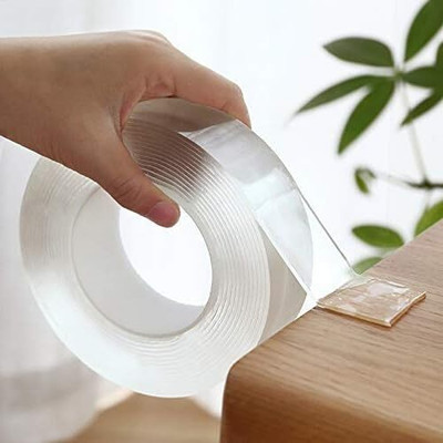 LILA ENTERPRISE Reusable Nano Adhesive Tape Washable Double-Sided Adhesive Tape Manual Grip Tape (Manual)(White)
