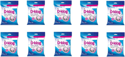 D-Klog Drain Cleaner/Opener Clears Clogged Drain Pipes - Kills germs Powder Drain Opener(400 g, Pack of 10)
