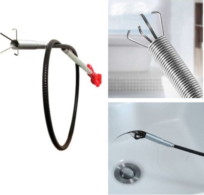 MYORA Drain Pipe Cleaning Spring Hair Catching Drain Pipe Cleaning Claw Wire 5ft 160cm Crystal Drain Opener(100 g)