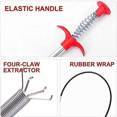 Radha Drain Wire Cleaning Spring Stick, Hair Catching Pipe Cleaning Claw Wire X1.220 Crystal Drain Opener(1 L)