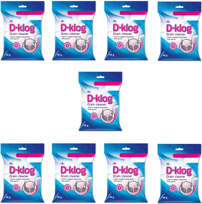 D-Klog Drain Cleaner/Opener Clears Clogged Drain Pipes - Kills germs Powder Drain Opener(360 g, Pack of 9)
