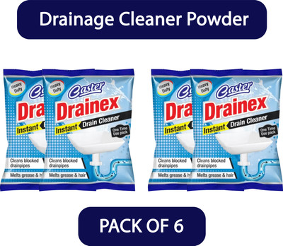 caster drainex Instant Drainage Block Remover Drain Cleaner Drainer Powder Powder Drain Opener(50 g, Pack of 6)
