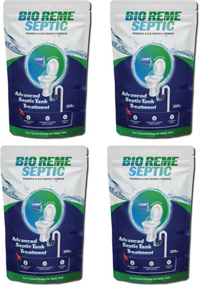 Bio Reme Septic Tank Cleaner I Reduces Sludge Build-up I Odour Removing Bacteria Powder Drain Opener(1000 g, Pack of 4)