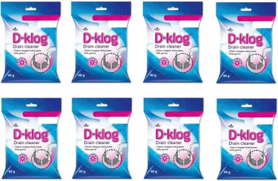 Pidilite D-Klog Drain Cleaner/Opener Clears Clogged Drain Pipes - Kills germs, Powder Drain Opener(320 g, Pack of 8)