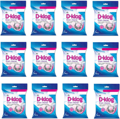 D-Klog Sink Pipe Blockage Remover - Septic Tank Drainage Cleaner - Basin Dranex Xpert Powder Drain Opener(480 g, Pack of 12)