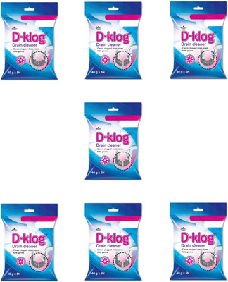 D-Klog Drain Cleaner/Opener Clears Clogged Drain Pipes - Kills germs Powder Drain Opener(280 g, Pack of 7)