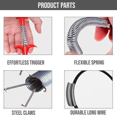 WebDealz Drain Pipe Opener Tool Clog Remover,Sink Cleaner Stick,Multi Use Plunger X1.1872 Crystal Drain Opener(1 ml)