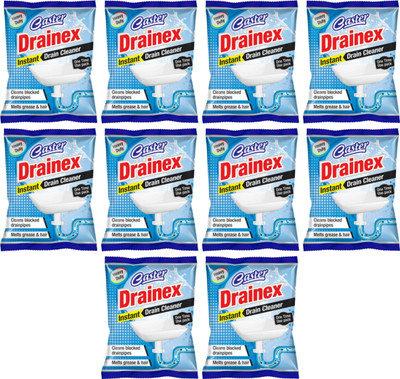 caster drainex instant Powder Drain Opener (pack of 10) Powder Drain Opener(500 ml, Pack of 10)